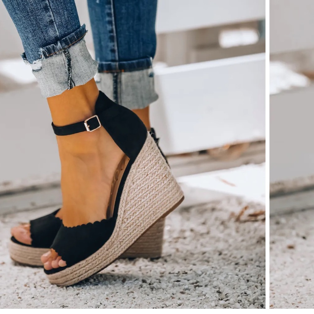 Suri scalloped espadrille wedge